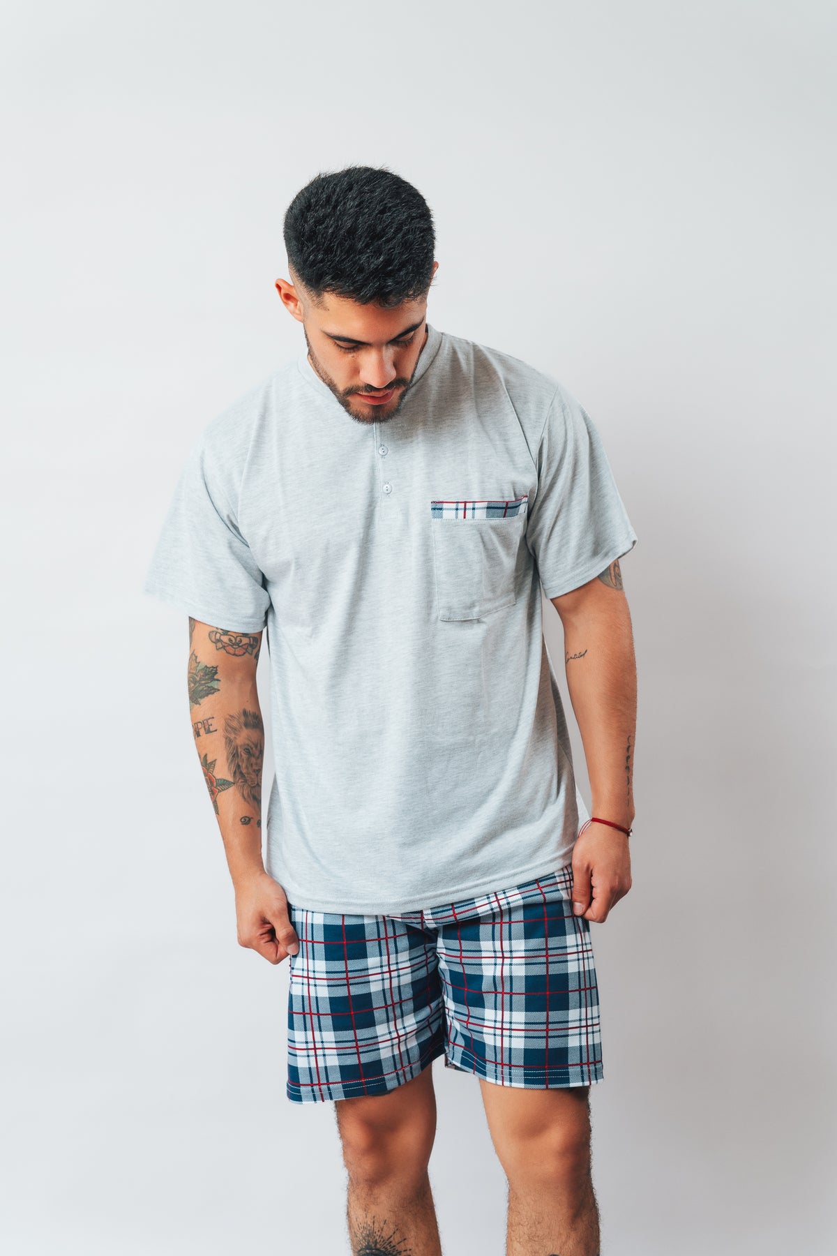 Pijama a Cuadros Short + Camiseta