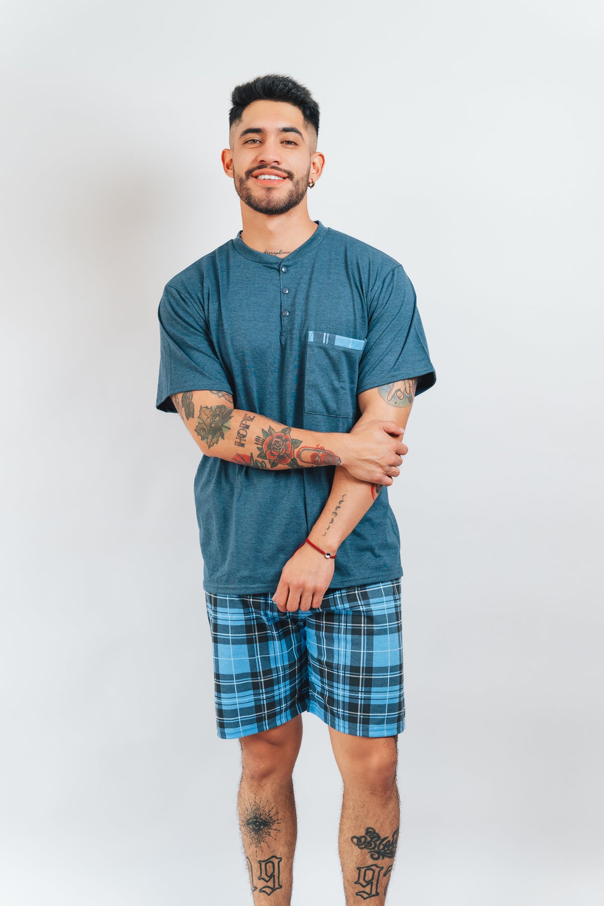 Pijama a Cuadros Short + Camiseta